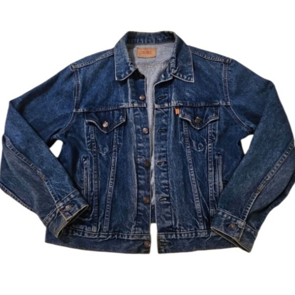 Levi's Very Vintage RARE Denin Trucker Orange Tab Jean Jacket Made In USA 70906